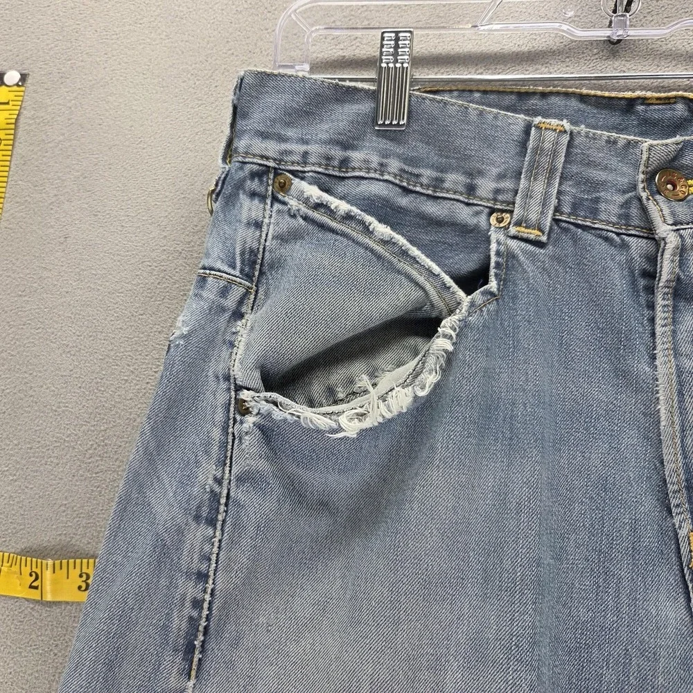 VTG Levis Engineered Jeans Mens Blue Twisted Flap Pocket Altered Hem Fits 32x30